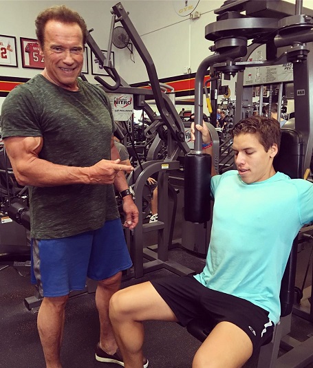 Arnold is proud of his son's determination in bodybuilding.